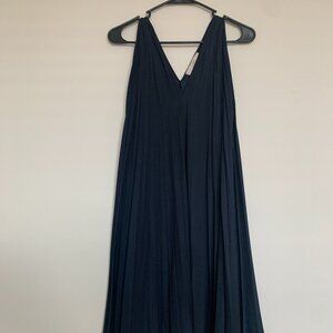 Ann taylor LOFT Navy Pleated Midi Dress
